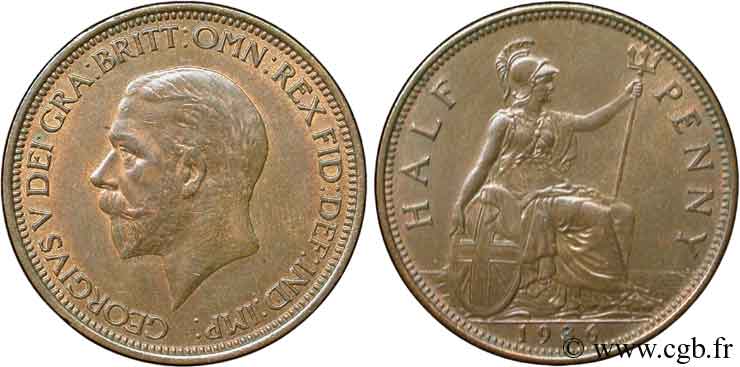 VEREINIGTEN KÖNIGREICH 1/2 Penny Georges V / Albion 1936  fST 