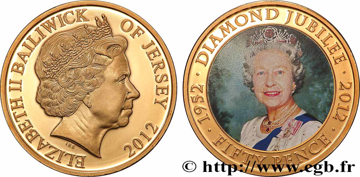 JERSEY 50 Pence Proof Jubilé de diamant de la reine Élisabeth II 2012  ST 