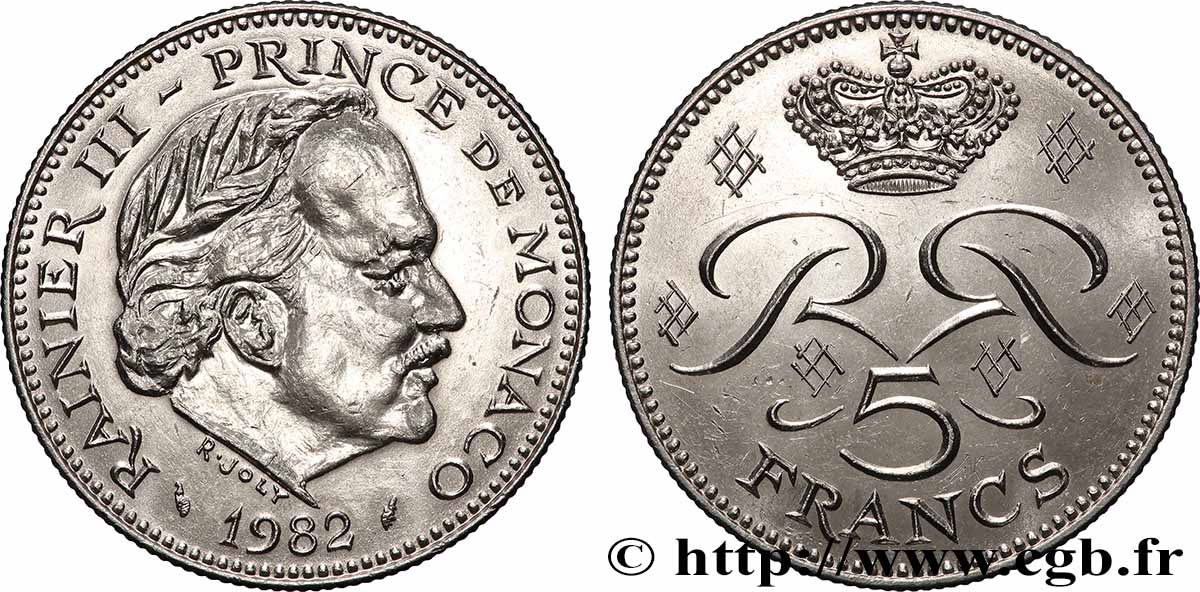 MONACO 5 Francs Rainier III 1982 Paris SUP 