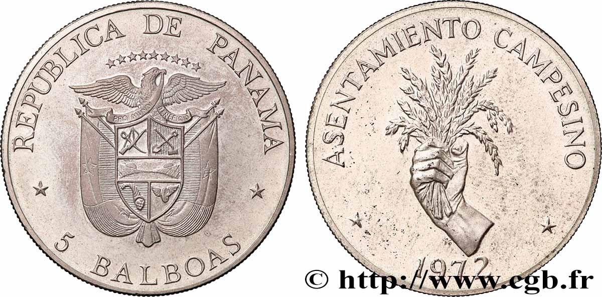 PANAMA 5 Balboas Proof FAO 1972 Franklin Mint SPL 