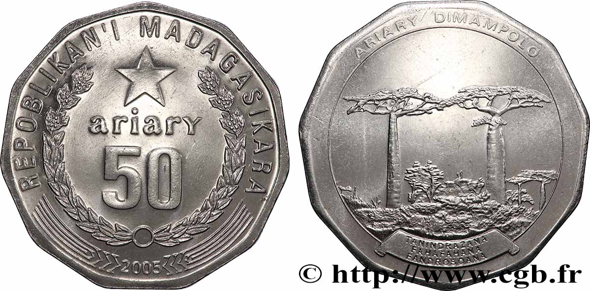 MADAGASKAR 50 Ariary République de Madagascar 2005 Winnipeg fST 