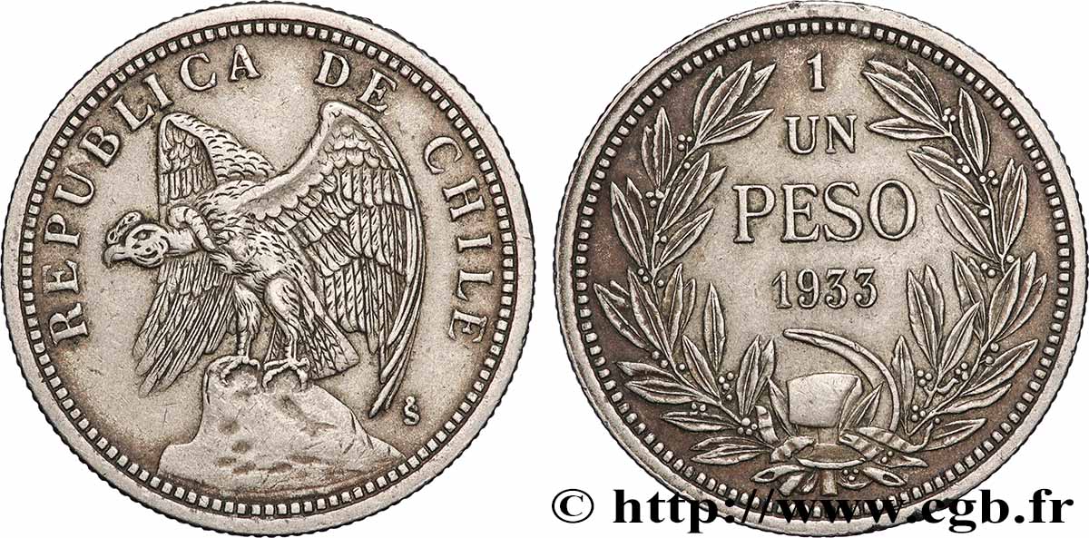 CHILE 1 Peso condor 1933 Santiago - S° fVZ 