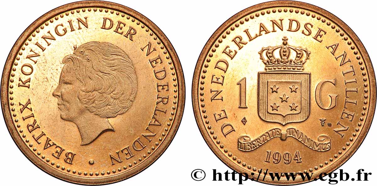 NETHERLANDS ANTILLES 1 Gulden reine Beatrix 1994 Utrecht VZ 