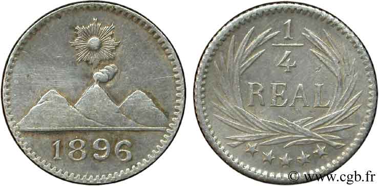 GUATEMALA 1/4 Real 1896  AU 
