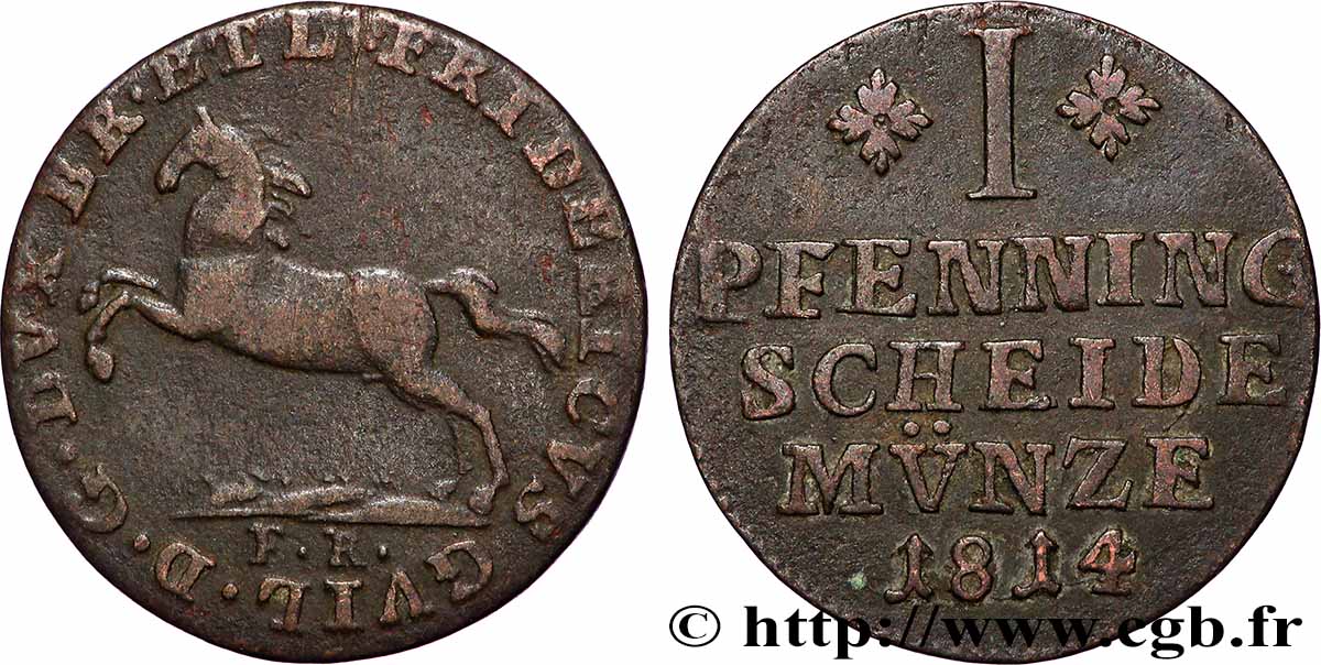 GERMANY - BRUNSWICK 1 Pfennig Frédéric- Guillaume 1814 Brunswick VF 