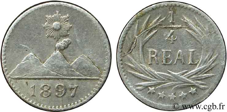 GUATEMALA 1/4 Real 1897  VZ 
