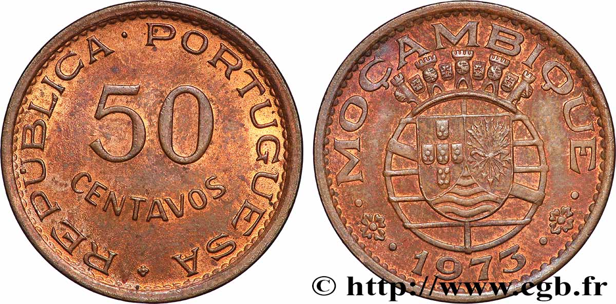 MOZAMBIQUE 50 Centavos colonie portugaise du Mozambique 1973 Lisbonne TTB+ 