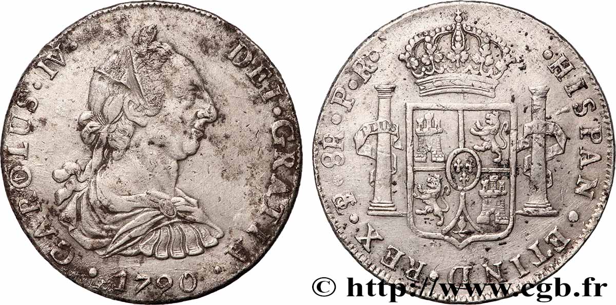 BOLIVIA 8 Reales Charles IV 1791 Potosi VF 