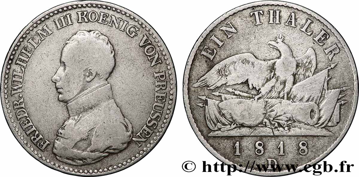 ALLEMAGNE - ROYAUME DE PRUSSE - FRÉDÉRIC-GUILLAUME III 1 Thaler  1818 Düsseldorf S 