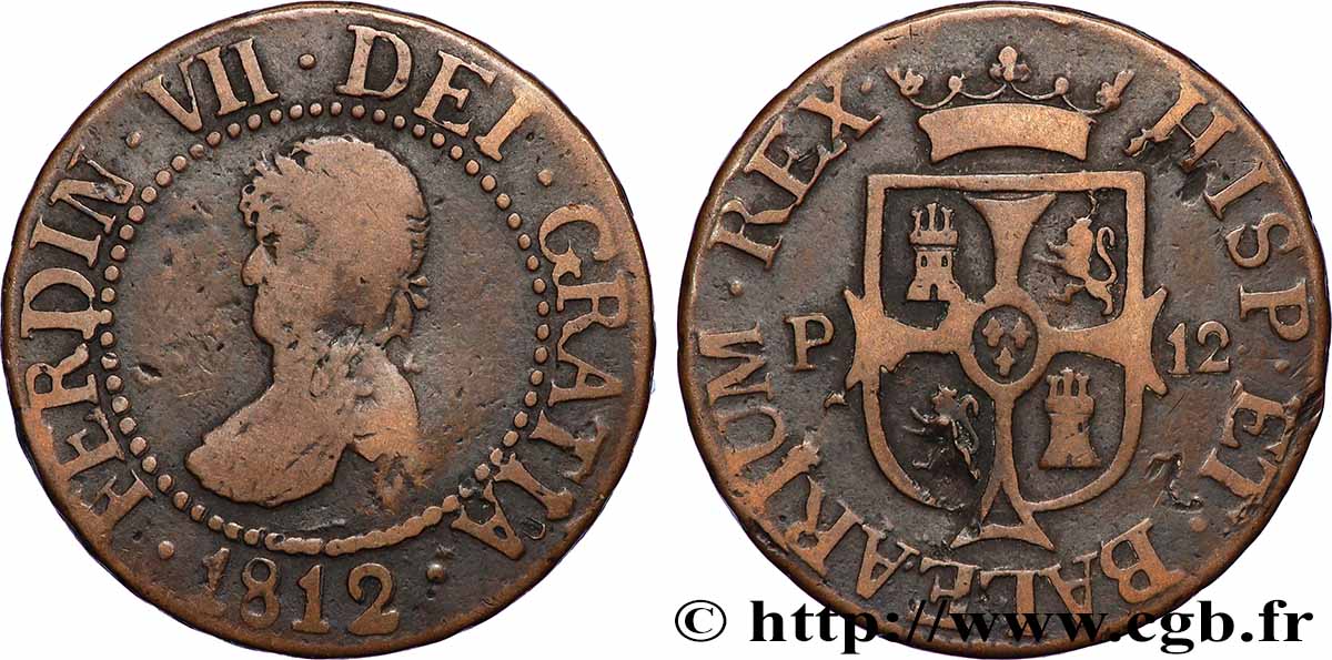 ESPAGNE - ÎLES BALÉARES 12 Dineros Ferdinand VII 1812 Majorque TB 