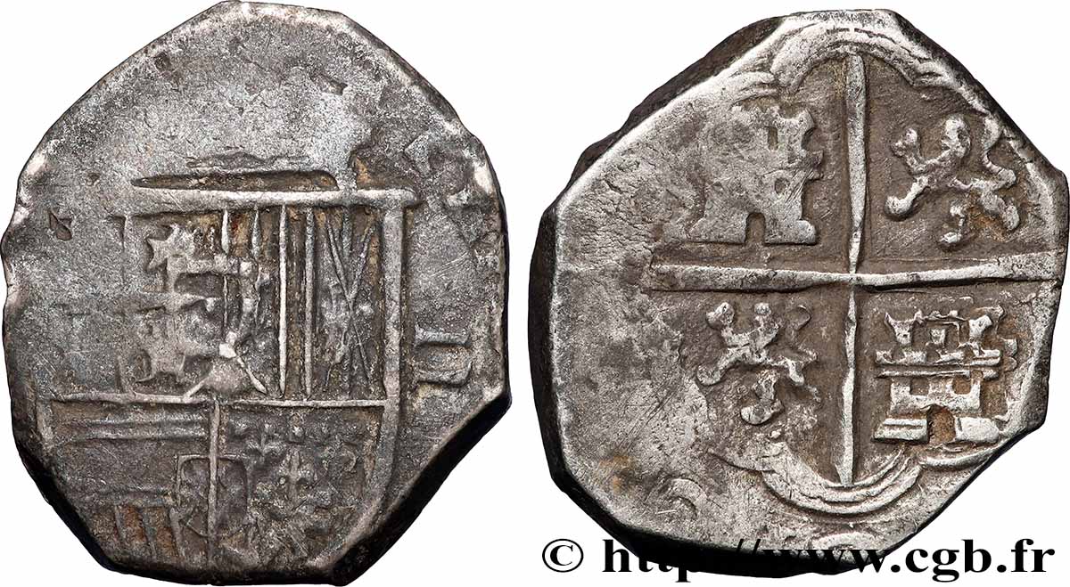SPAIN - KINGDOM OF SPAIN - PHILIP II 2 Reales n.d. Atelier indéterminé VF 
