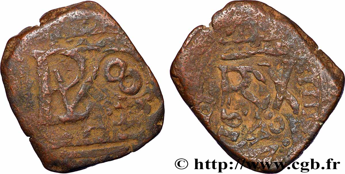 SPAIN - KINGDOM OF SPAIN - PHILIP IV Contremarque de 8 Maravedis 165[?] Tolède VF 