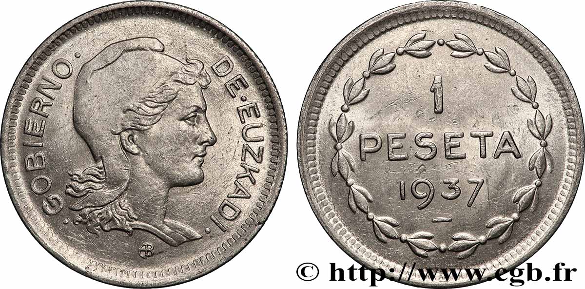 SPAIN - BASQUE COUNTRY 1 Peseta Gouvernement d’Euskadi 1937 Bruxelles AU 