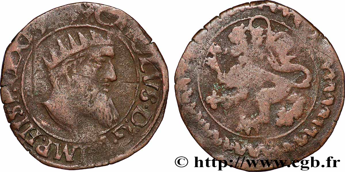 SPANISH NETHERLANDS - DUCHY OF BRABANT - CHARLES V  Courte 1544 Bruges VF 