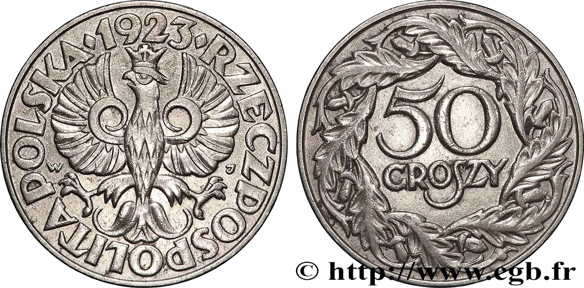 POLEN 50 Groszy 1923 Varsovie SS 