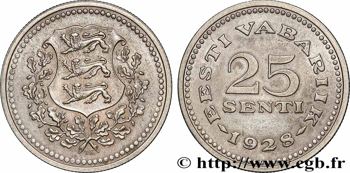 ESTONIE 25 Senti 1928  SUP 