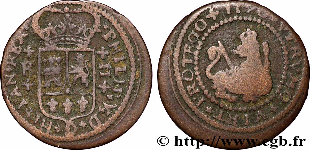 ESPAGNE 2 Maravedis Philippe V 1720 Burgos TTB 