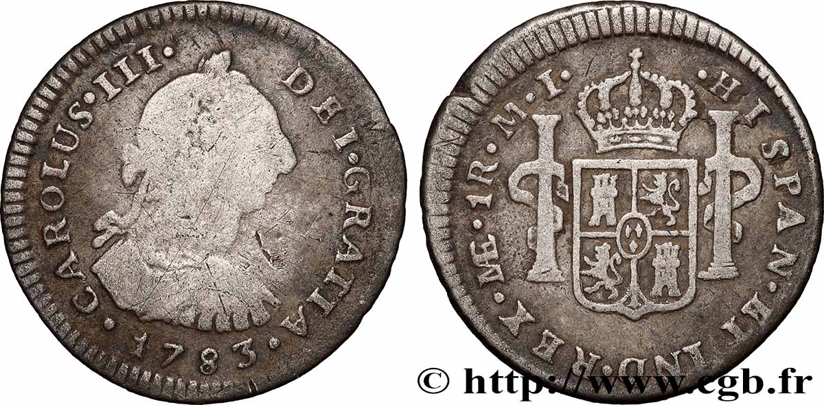 PÉROU - CHARLES III 1 Real  1783 Lima TB 