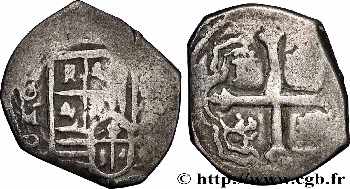 SPAIN - KINGDOM OF SPAIN - PHILIP II 2 Reales n.d. Tolède VG 