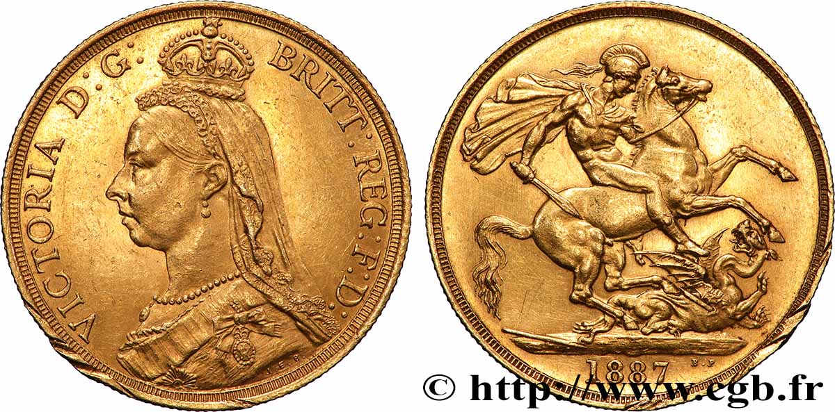 GRANDE BRETAGNE - VICTORIA 2 Pounds (2 Livres) “buste du jubilé” 1887 Londres SPL 