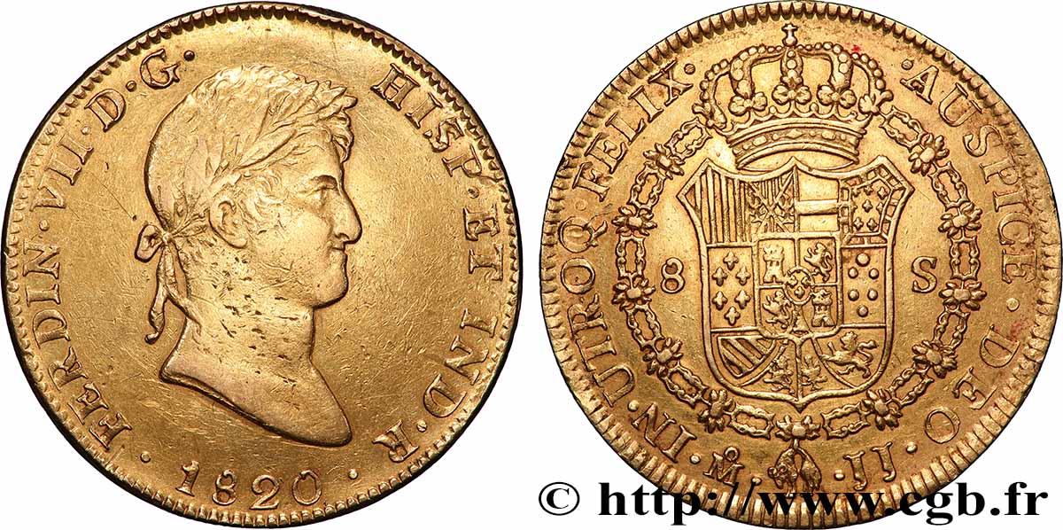 MEXIQUE 8 Escudos Ferdinand VII 1820 Mexico TTB 