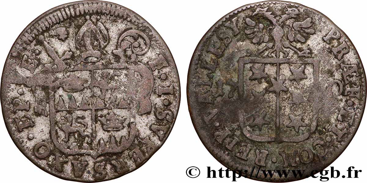 SUIZA - CANTÓN DEL VALAIS 1 Batzen canton du Valais (Sitten) frappe au nom de l’évêque François-Joseph Supersaxo 1710  BC 