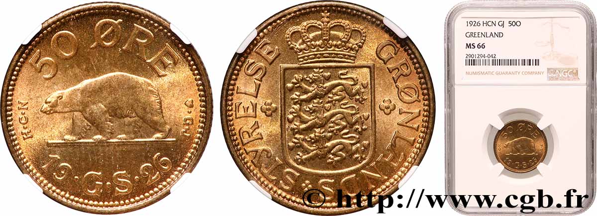 GROENLAND 50 Ore Administration Danoise 1926 Copenhague FDC66 NGC