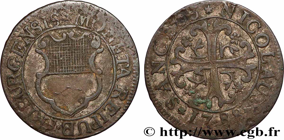 SWITZERLAND - CANTON OF FRIBOURG 2 Kreuzer canton de Fribourg 1788  VF 