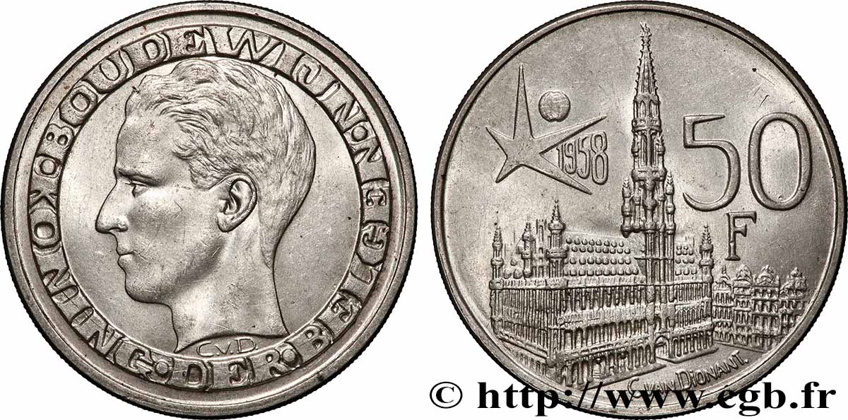 BELGIO 50 Francs Exposition Universelle de Bruxelles - légende française 1958 Bruxelles SPL 