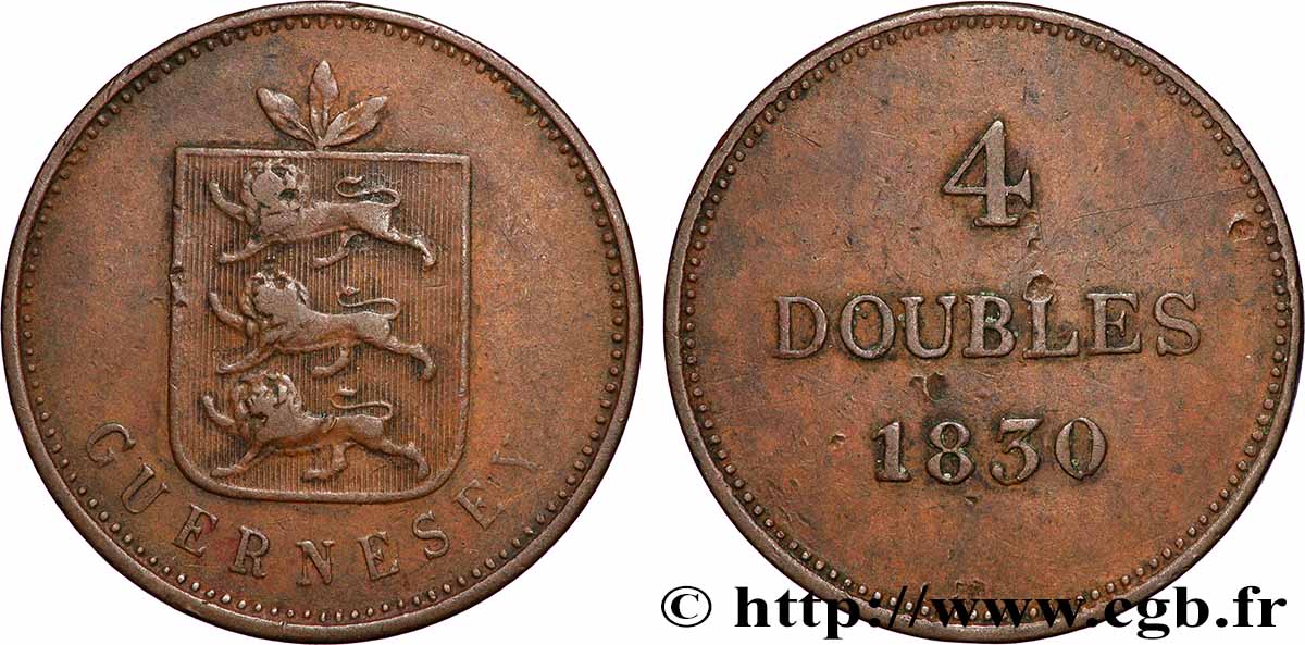 GUERNESEY 4 Doubles 1830  TTB 