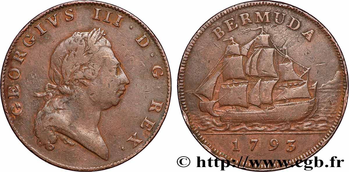 BERMUDA 1 Penny Georges III 1793  q.BB 