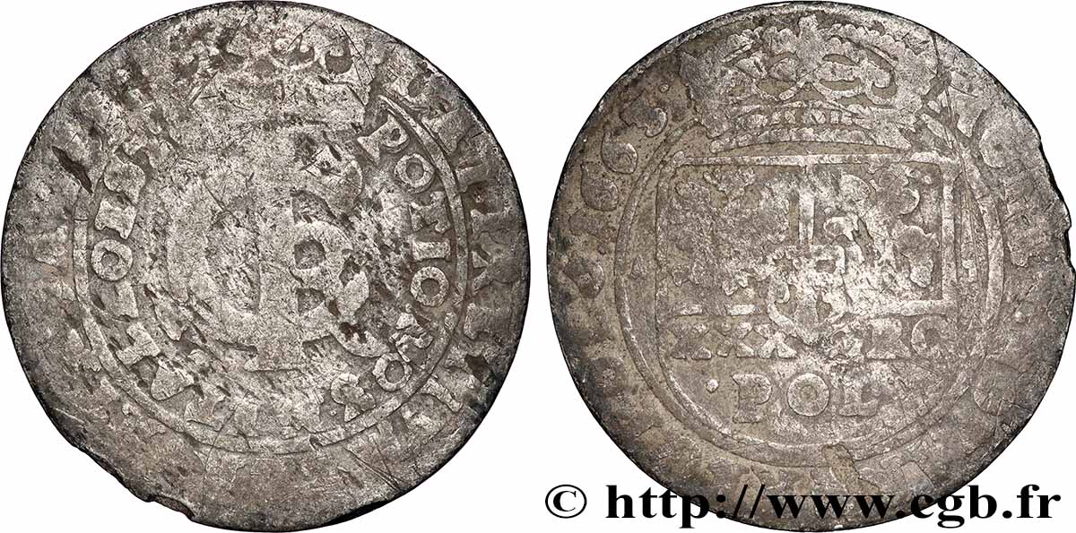 POLOGNE - ROYAUME DE POLOGNE - JEAN II CASIMIR Tympf 1664 Bidgostie B+ 