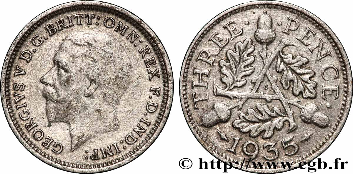 ROYAUME-UNI 3 Pence Georges VI 1935  TTB 