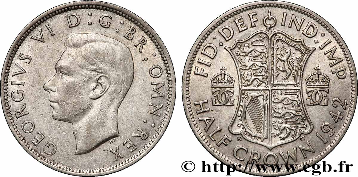 UNITED KINGDOM 1/2 Crown 1942 Londres XF 