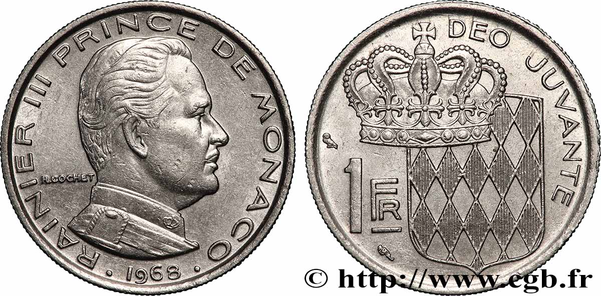 MONACO 1 Franc Rainier III 1968 Paris SUP 