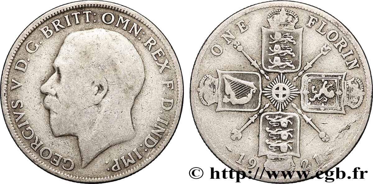 UNITED KINGDOM 1 Florin Georges V 1921 Londres VF 