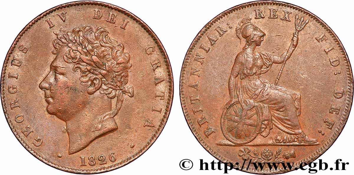 GRANDE-BRETAGNE - GEORGES IV 1/2 Penny 1826 Londres TTB+ 