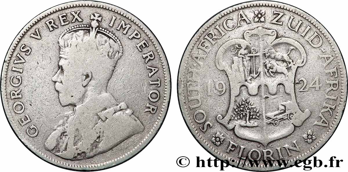 AFRIQUE DU SUD - UNION SUD-AFRICAINE - GEORGES V 1 Florin 1924  TB 