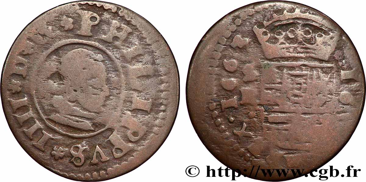 ESPAGNE - ROYAUME D&nbsp;ESPAGNE - PHILIPPE IV 16 Maravedis 1663 Séville B+ 