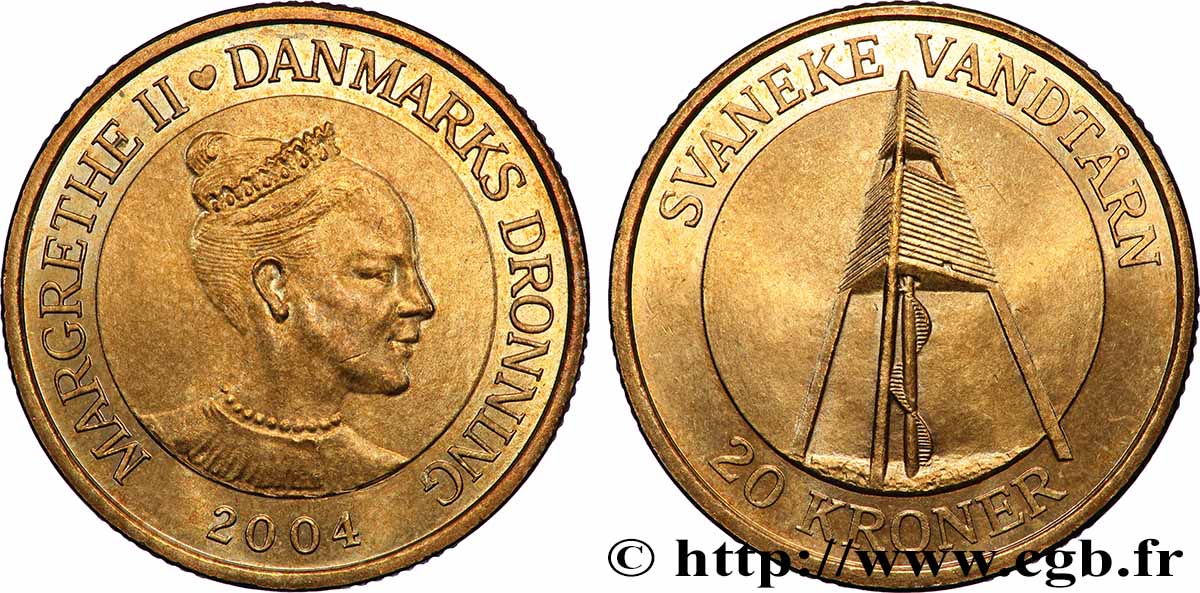 DANEMARK 20 Kroner série des tours : Château d’eau de Svaneke 2004 Copenhague SPL 