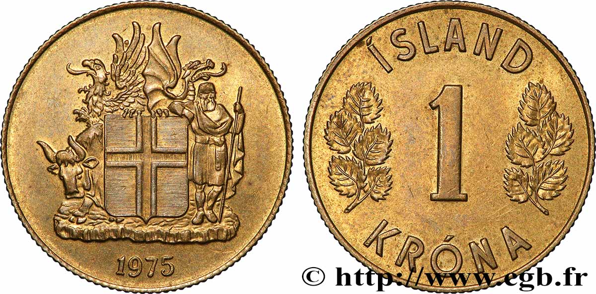 ICELAND 1 Krona Emblème 1975  AU 