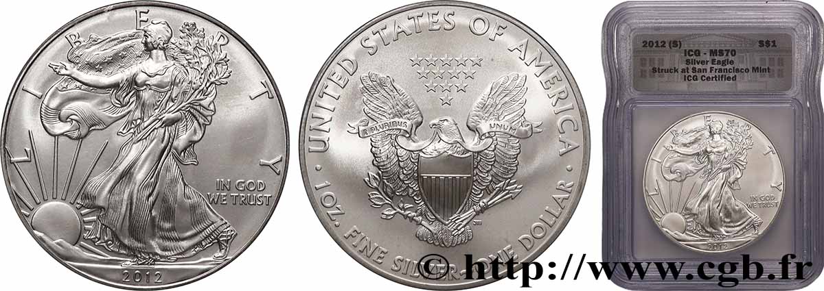 ÉTATS-UNIS D&nbsp;AMÉRIQUE 1 Dollar Silver Eagle 2012 San Francisco FDC70 autre