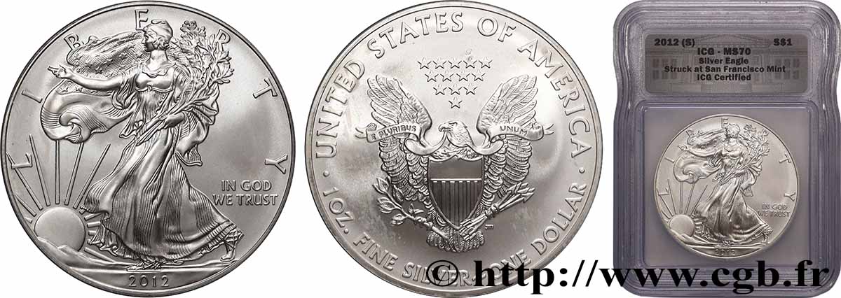 ÉTATS-UNIS D&nbsp;AMÉRIQUE 1 Dollar Silver Eagle 2012 San Francisco FDC70 autre
