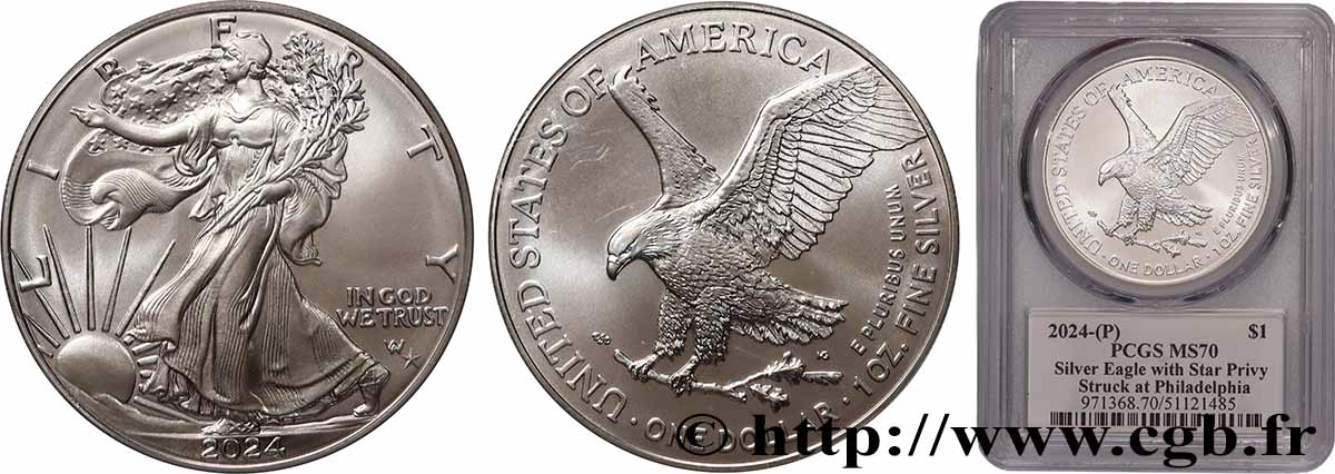 ÉTATS-UNIS D&nbsp;AMÉRIQUE 1 Dollar Silver Eagle “Early Releases” 2024 Phliadelphie FDC70 NGC