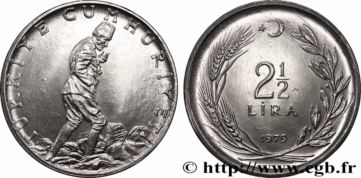 TURQUIE 2 1/2 Lira Mustafa Kemal Atatürk 1979 Istanbul SPL 