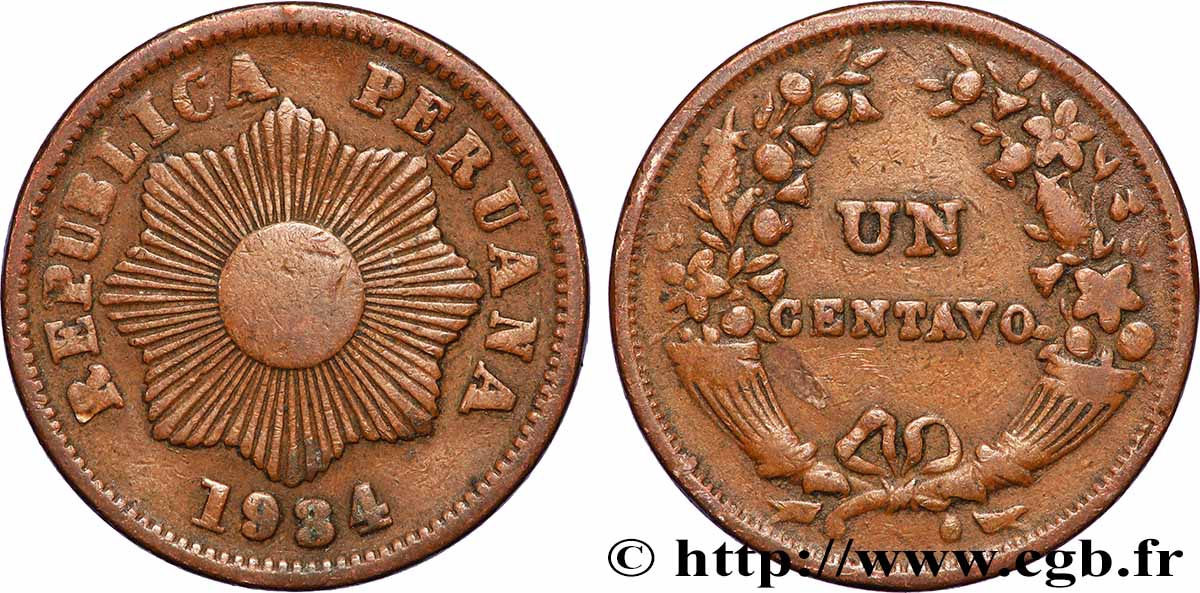 PÉROU 1 Centavo Soleil 1934  TB+ 