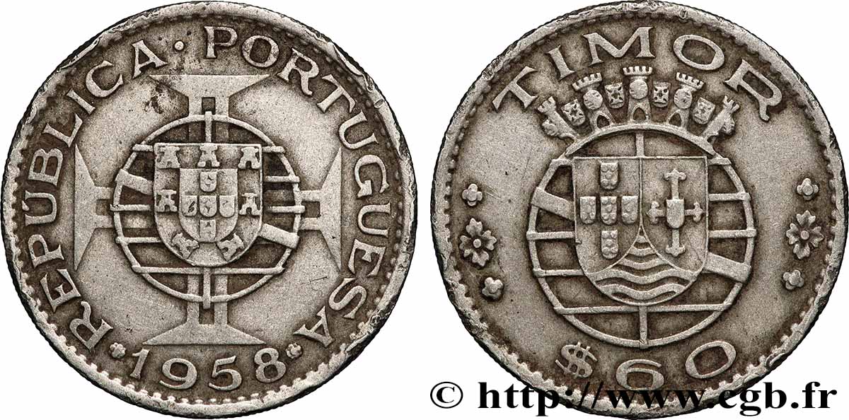 TIMOR 60 Centavos Colonie Portugaise 1958 Lisbonne TTB 