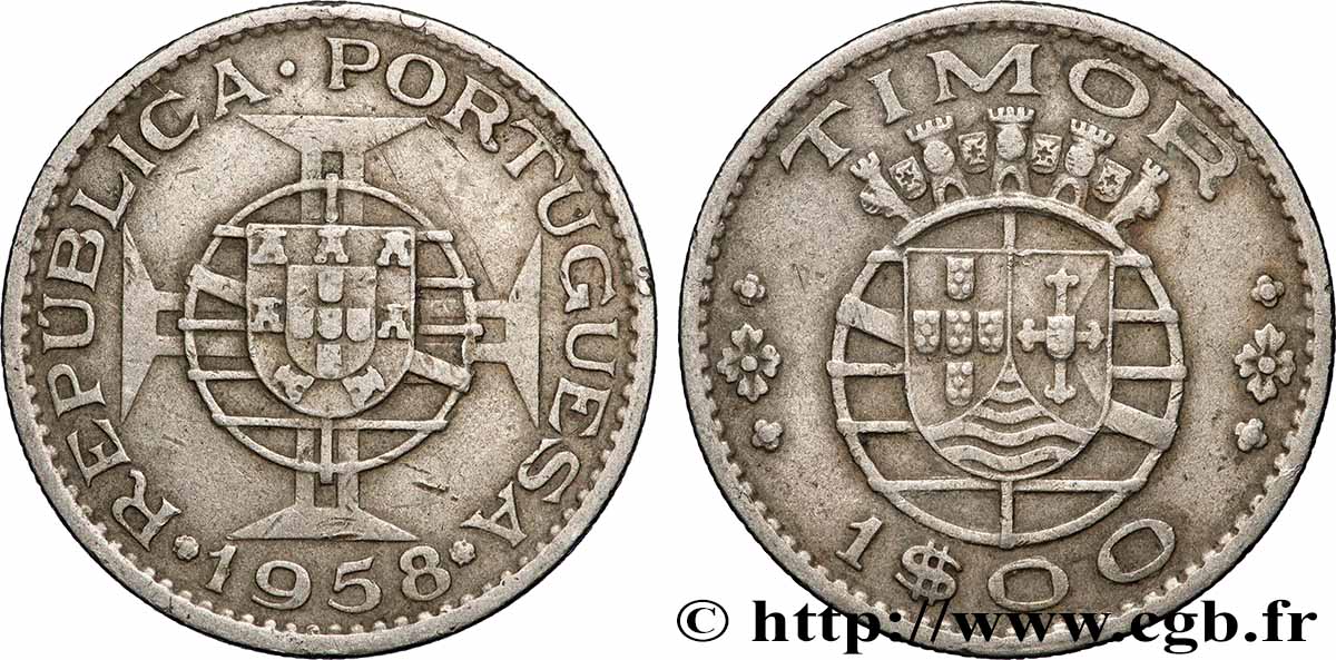 TIMOR 1 Escudo Colonie Portugaise 1958 Lisbonne SUP 