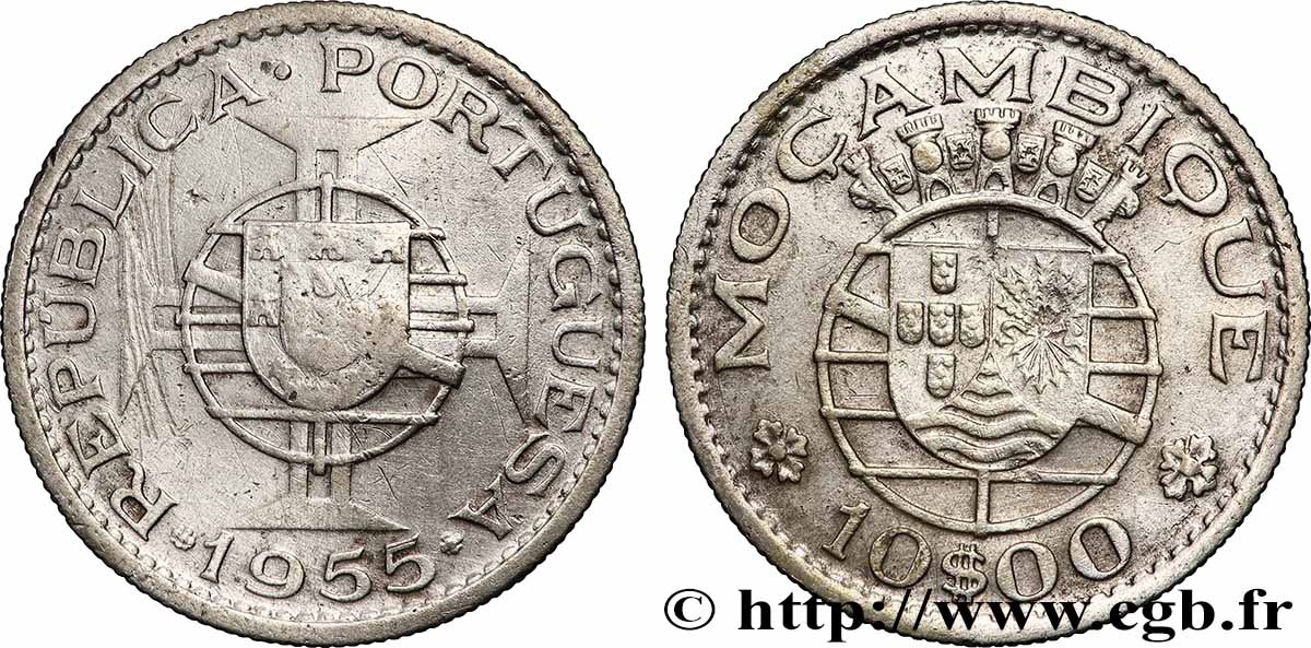 MOZAMBIQUE 10 Escudos colonie portugaise du Mozambique 1955 Lisbonne TTB 