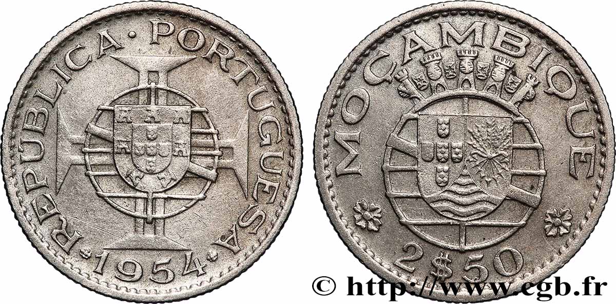 MOZAMBIQUE 2 1/2 Escudos 1954 Lisbonne TTB 
